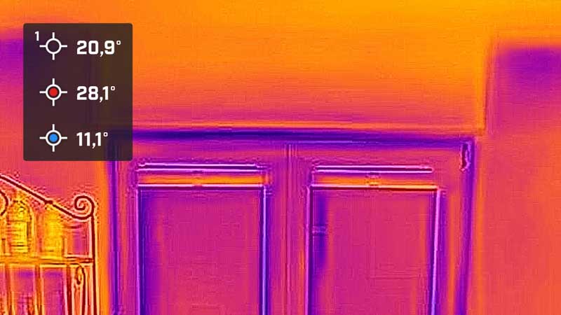 Gutachten - Thermografische Darstellung einer Wärmebrücke an einer Balkontür in Overath