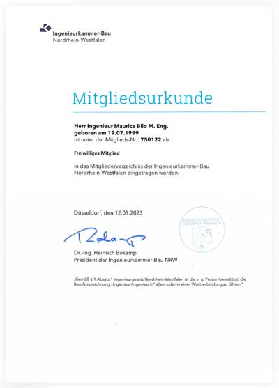 Ingenieurkammer Bau NRW - Maurice Bilo, M.Eng.
